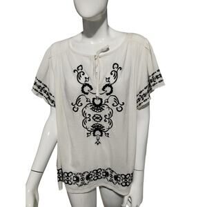 Old Navy XXL Women's Matching Embroidered Boho‎ Cottagecore Peasant Flutter Top